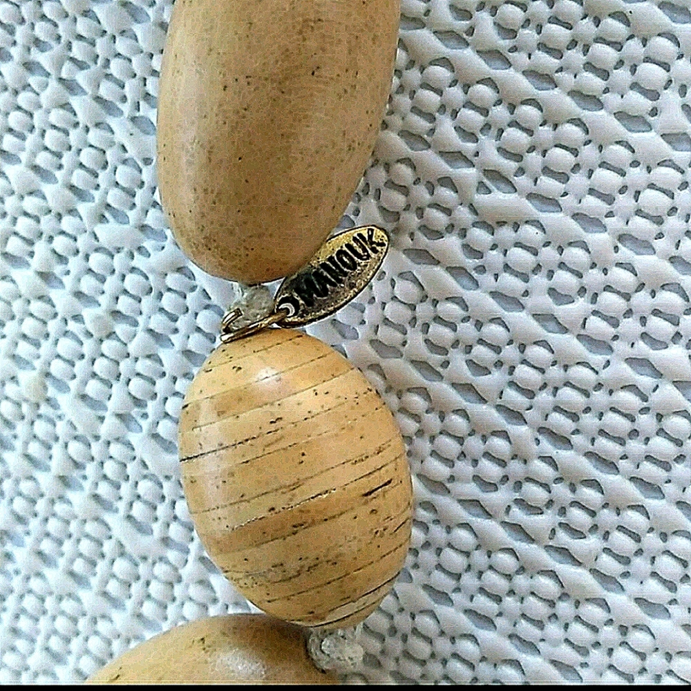 RARE '80s HOLLAND MANOUK BIJOUX 50" Alternating Stacked Solid Wood Bead Necklace - Picture 14 of 16